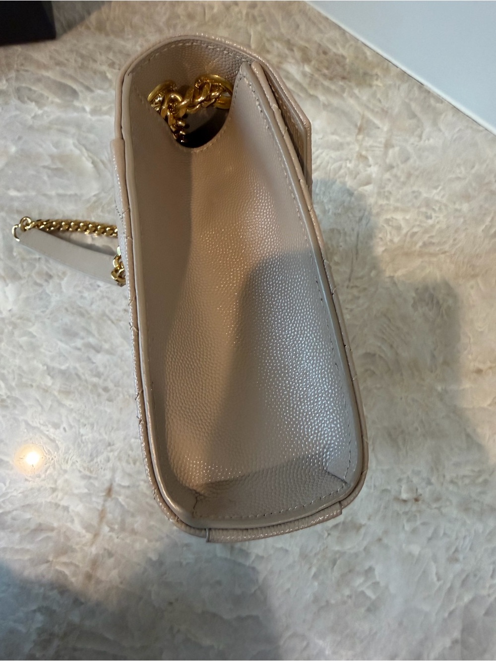 NWOT—YSL Quilted Beige Leather Shoulder Bag with Gold YSL Hardware - Picture 4 of 8
